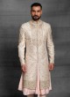 Golden Cream Raw Silk Wedding Sherwani